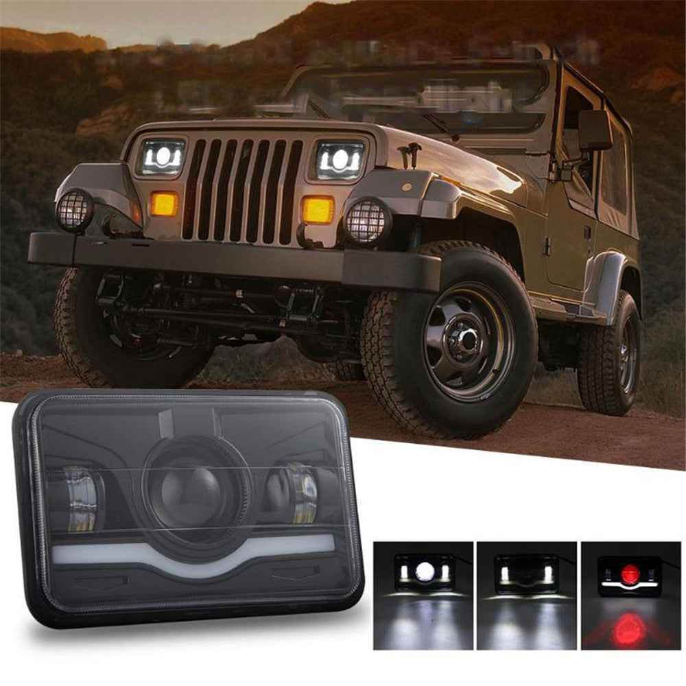 5-Inch 4700LM Car Truck Square LED Headlight Work Light Spotlight with Adapter Cable
