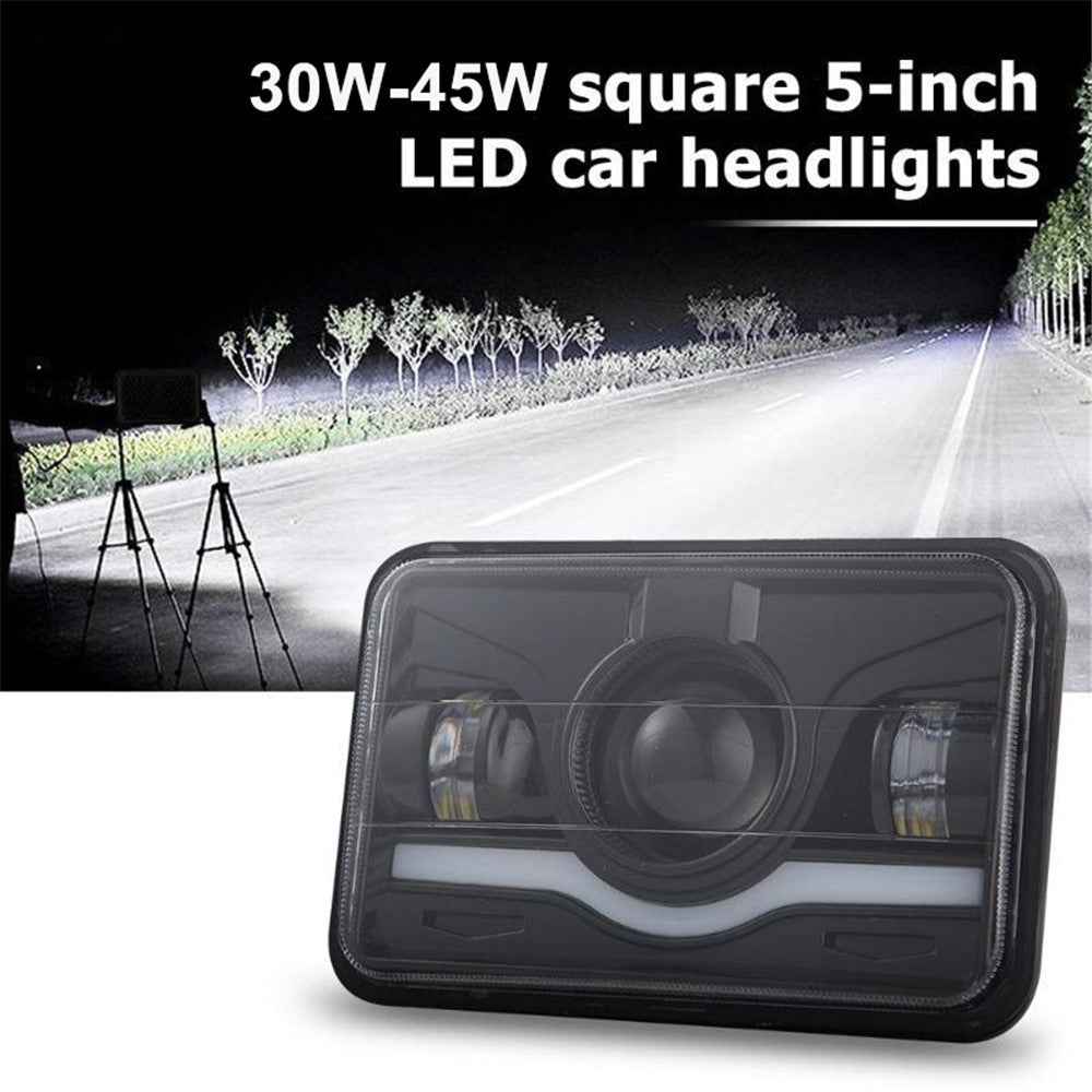 5-Inch 4700LM Car Truck Square LED Headlight Work Light Spotlight with Adapter Cable