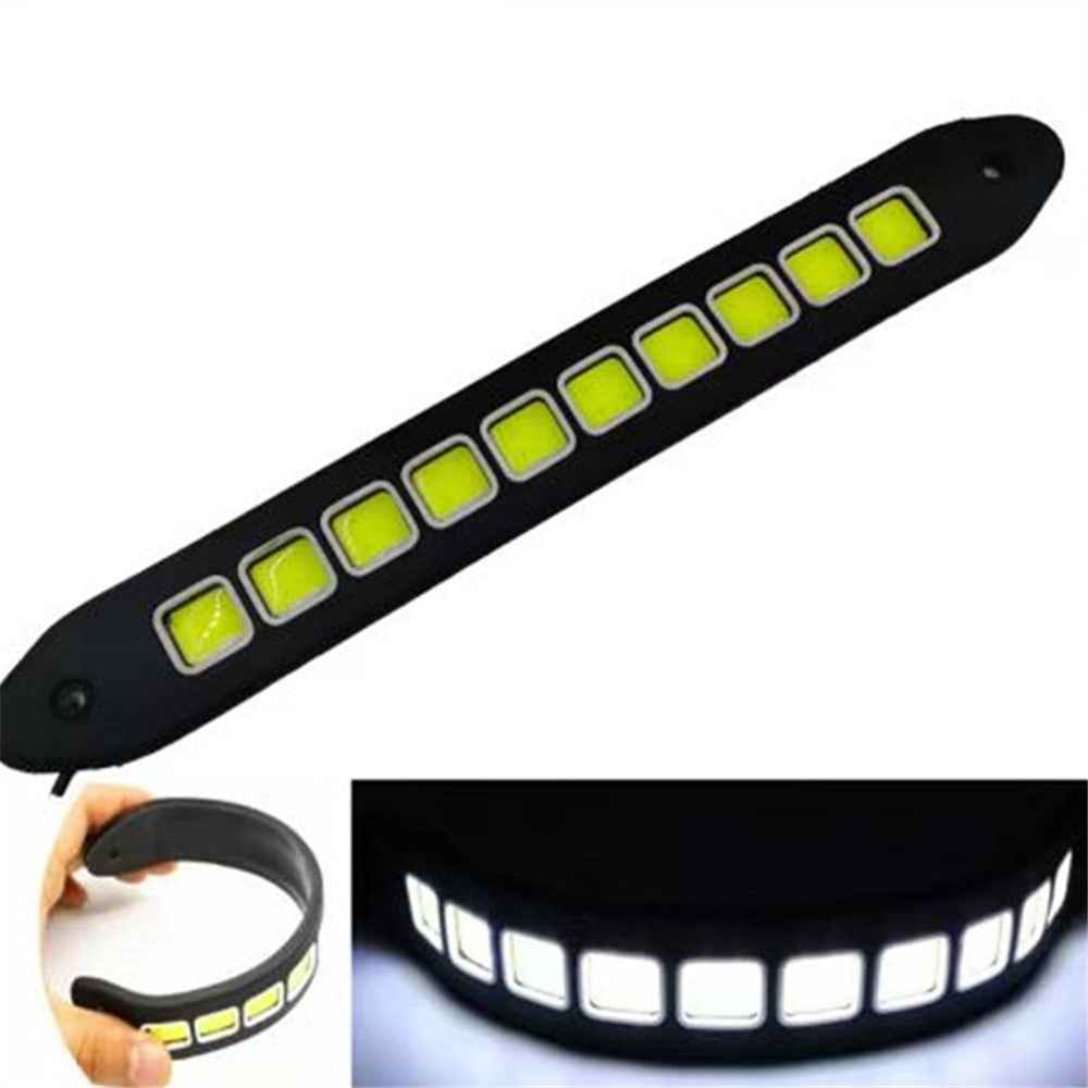 Car Light Strip 10-LED Soft Silicone Flexible SUV Lamp Auto Daytime Running Light for Improving Safety