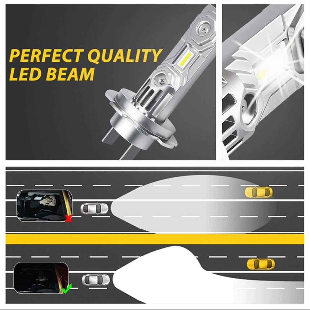 HAIZG 2Pcs H7 Car LED Head Lamp Bulbs 10000LM 50W Aviation Grade Aluminum LED Headlight