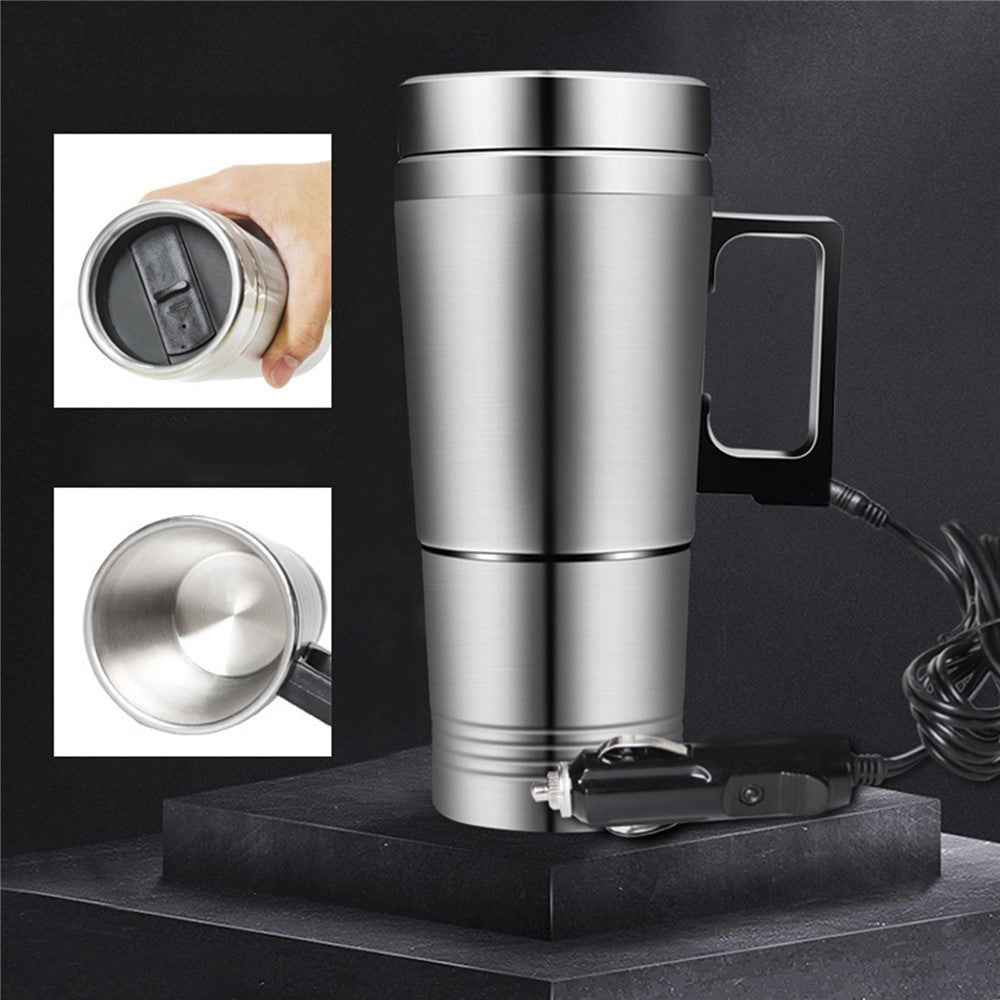 Car Lighter Kettle Boiler Mug Heating Cup Stainless Steel Car Travel Mug for Hot Water Coffee Tea (without FDA Certification) - 24V