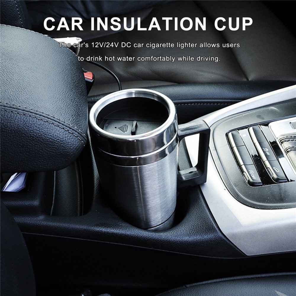 Car Lighter Kettle Boiler Mug Heating Cup Stainless Steel Car Travel Mug for Hot Water Coffee Tea (without FDA Certification) - 24V