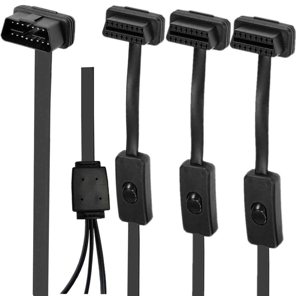 JUNSUNMAY 60cm OBD II 16 Pin Male to 3 Female Extension Cable Car Diagnostic Extender Cord Adapter