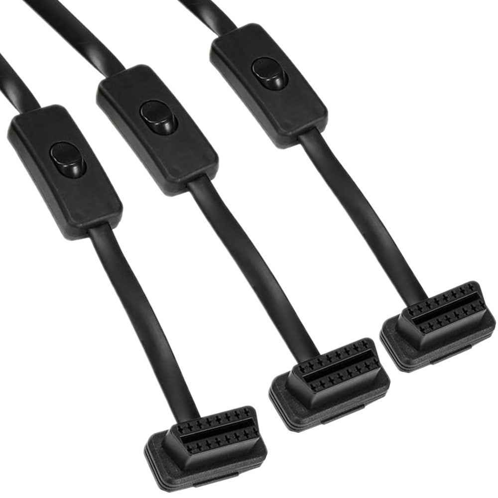 JUNSUNMAY 60cm OBD II 16 Pin Male to 3 Female Extension Cable Car Diagnostic Extender Cord Adapter