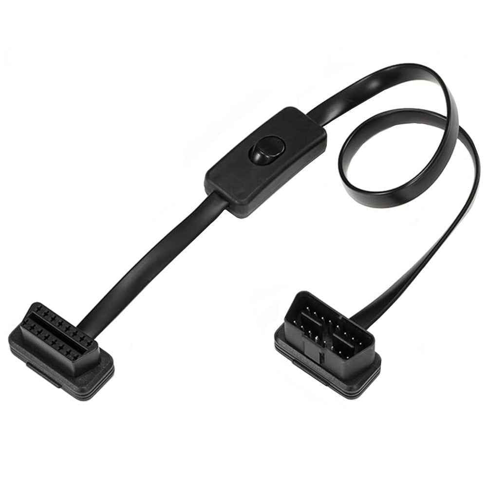 JUNSUNMAY 60cm ELM327 16 Pin OBD II Male to Female Extension Cable with Switch