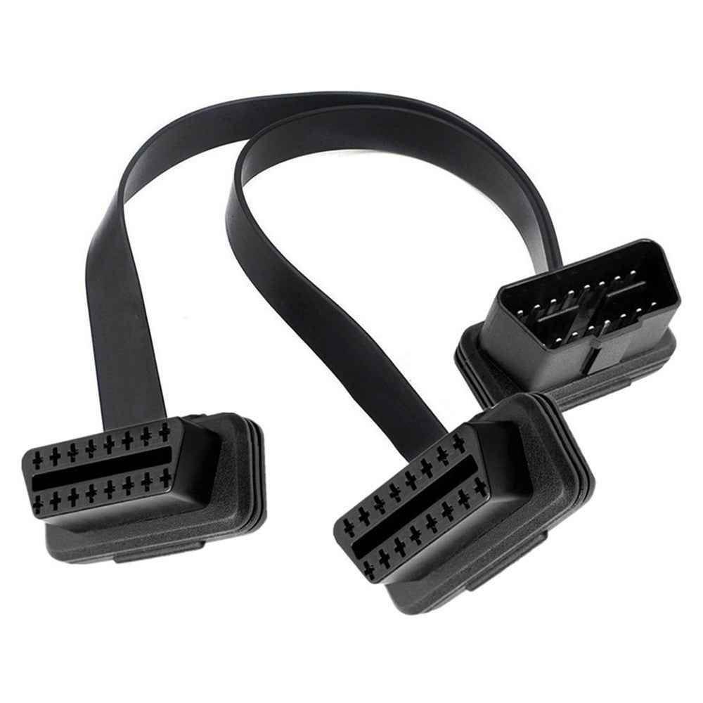 JUNSUNMAY 30cm OBD II 16 Pin Adapter Extension Cable Male to Dual Female Connector Cord