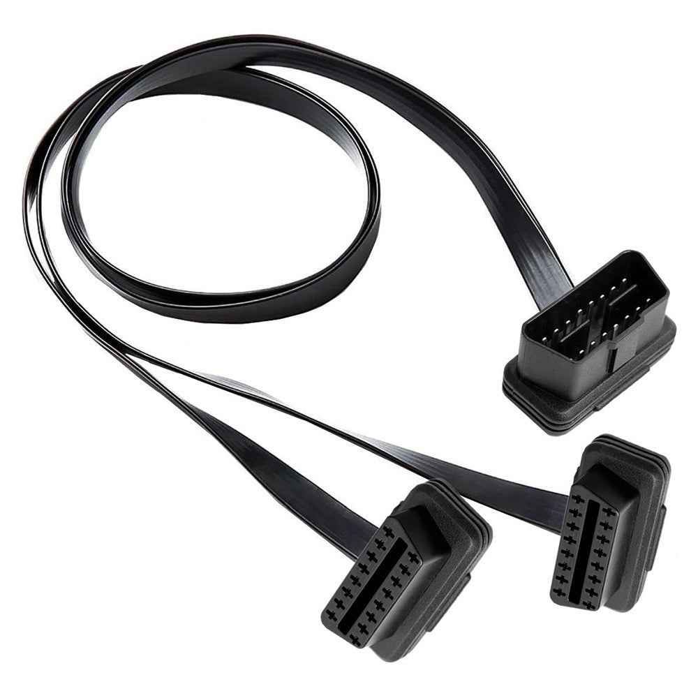 JUNSUNMAY 30cm OBD II 16 Pin Adapter Extension Cable Male to Dual Female Connector Cord