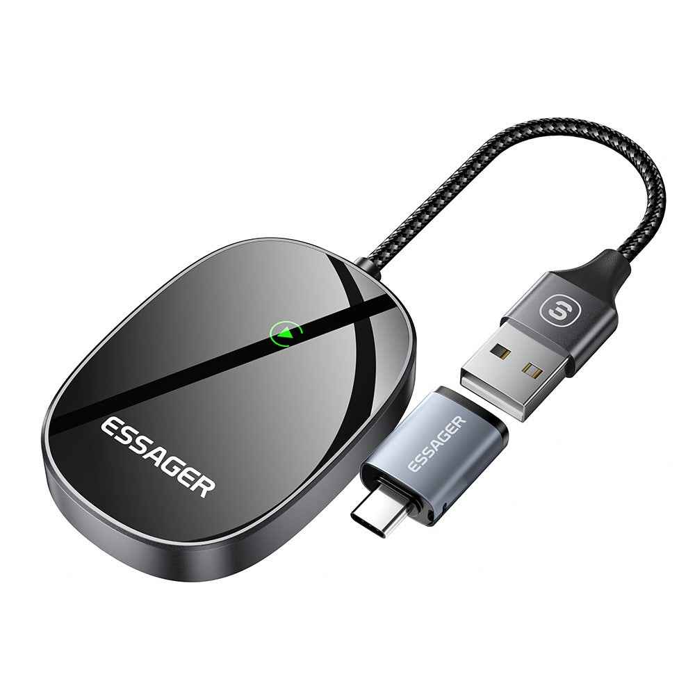 ESSAGER BY960 Aluminum Alloy+Glass WiFi 5G Module Wireless CarPlay Dongle Adapter