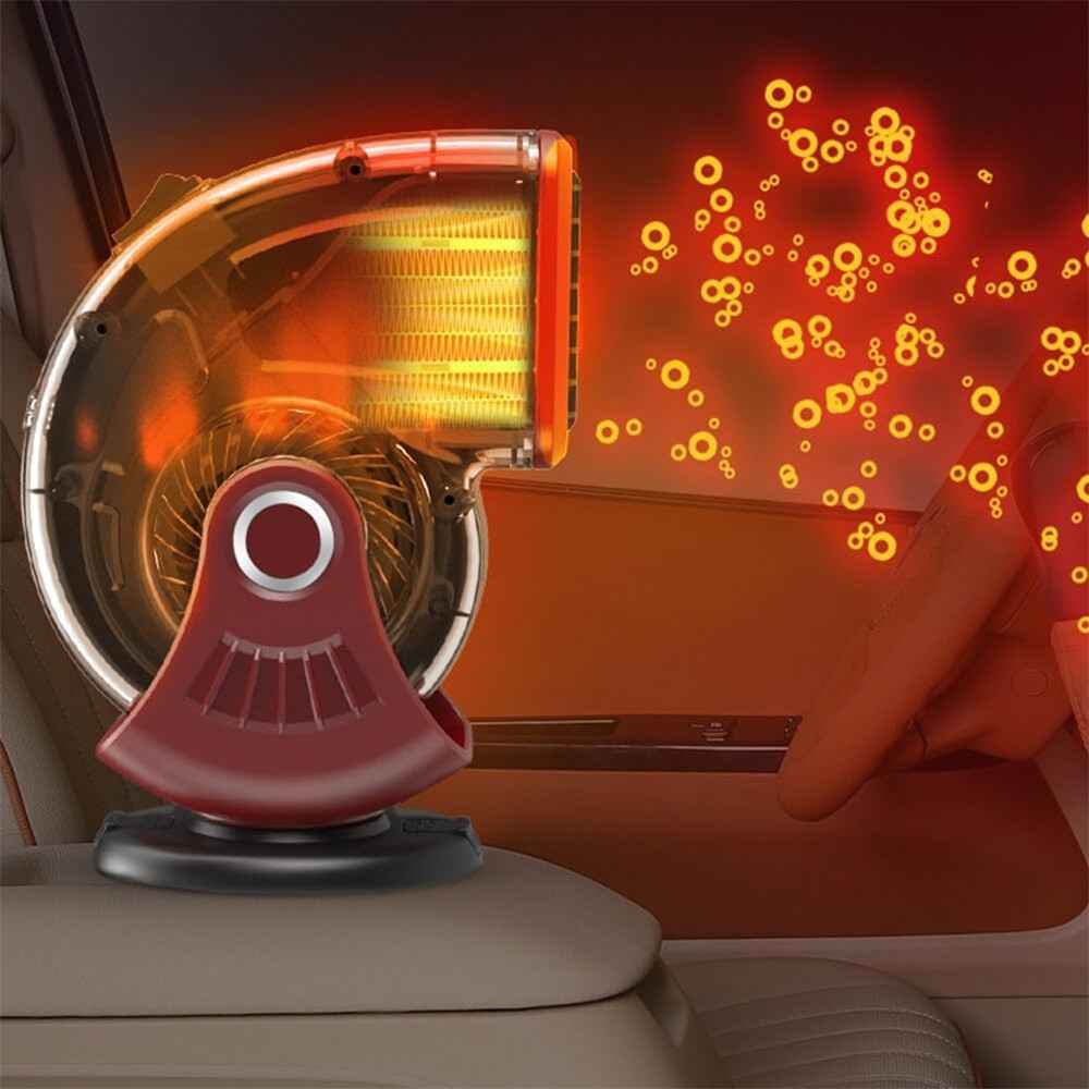 24V Car Heater Windshield Defrosting Defogging Vehicle Interior Heating Fan - Black