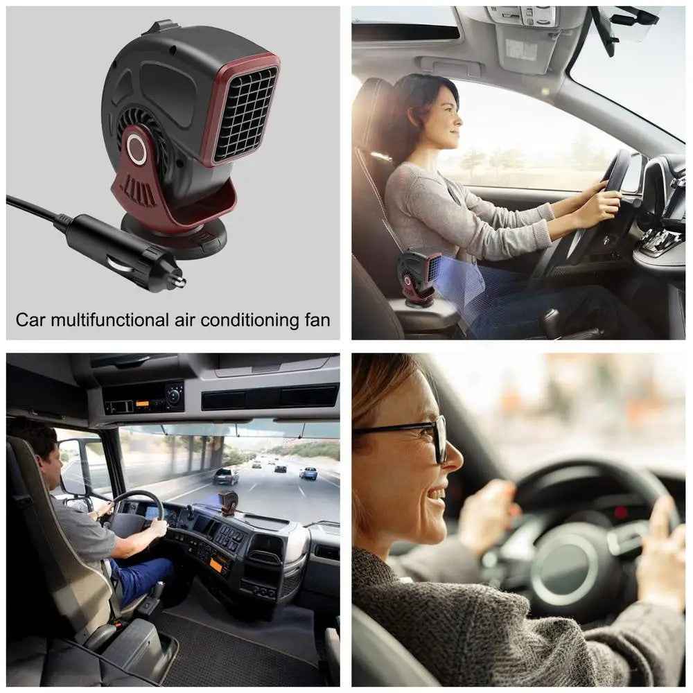 24V Car Heater Windshield Defrosting Defogging Vehicle Interior Heating Fan - Black