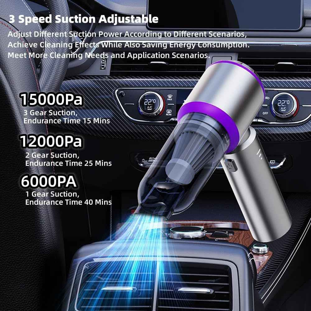 ST-6653 Rechargeable Brushless Motor Car Vacuum Cleaner High Power Handheld Car Home Cleaning Tool - Purple