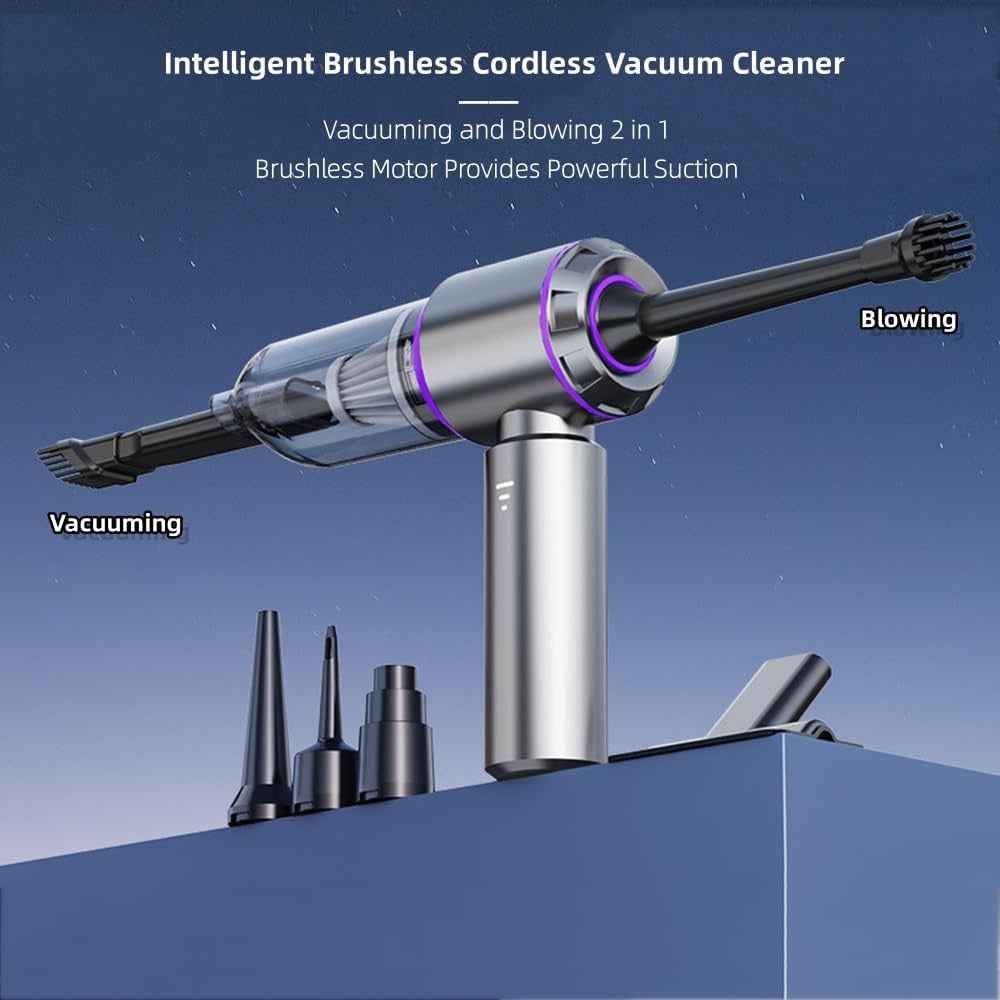 ST-6653 Rechargeable Brushless Motor Car Vacuum Cleaner High Power Handheld Car Home Cleaning Tool - Purple