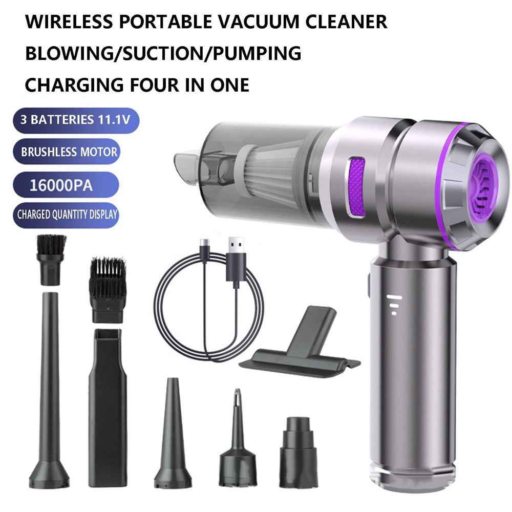 ST-6659 Brushless Motor Rechargeable Car Vacuum Cleaner Multifunction Handheld Car Home Cleaning Tool - Purple