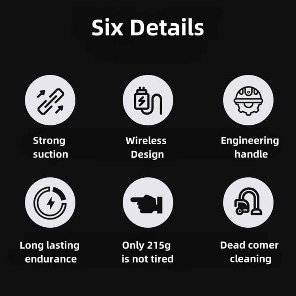 Rechargeable Car Vacuum Cleaner High Power Handheld Car Home Cleaning Tool, 800mAh Battery