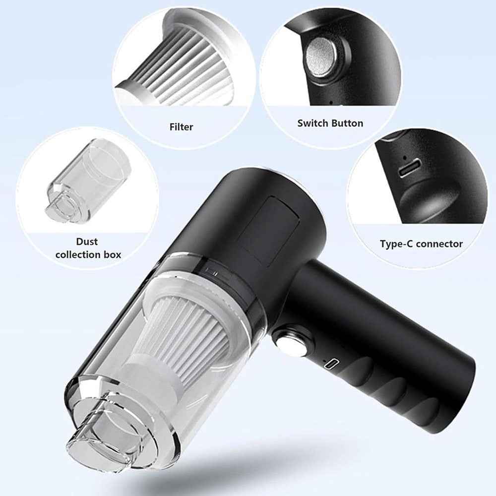Rechargeable Car Vacuum Cleaner High Power Handheld Car Home Cleaning Tool, 800mAh Battery