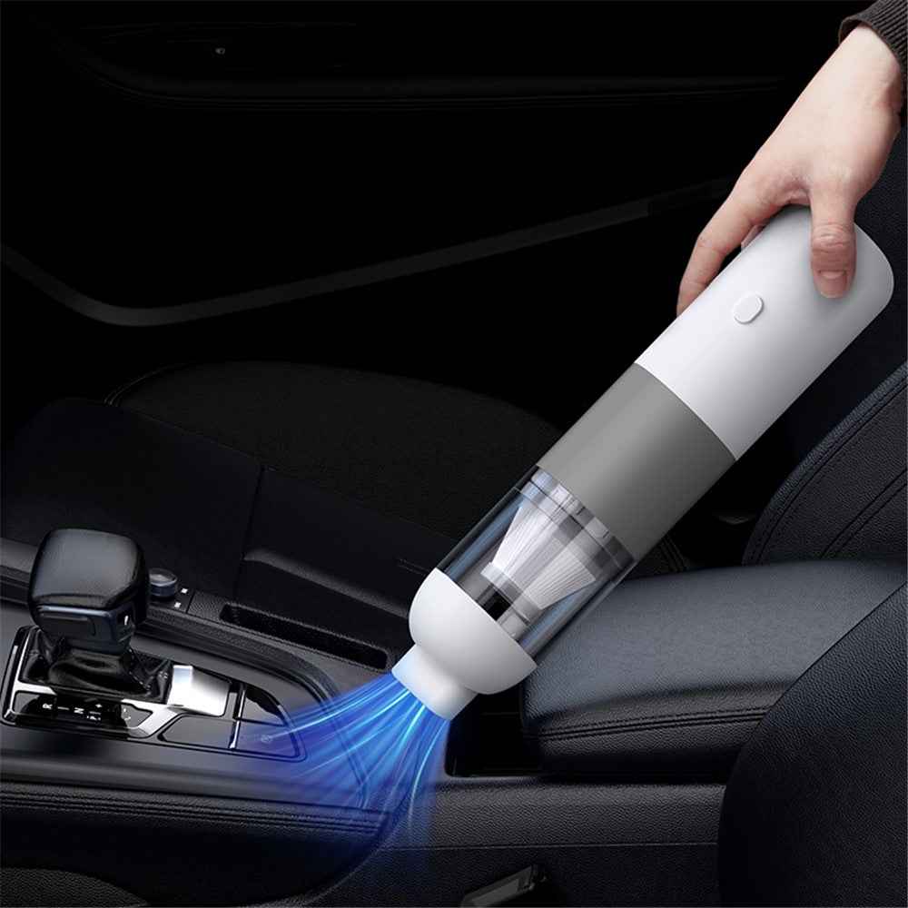 V01 Portable Handheld Car Vacuum Cleaner Wireless Auto Vacuum Cleaner for Desktop Keyboard Laptops - White / Grey