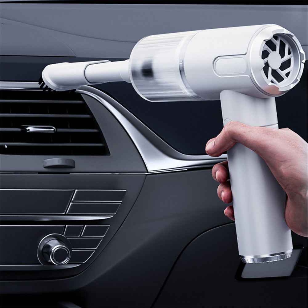 W766 Cordless Electric Cleaner Powerful Blower and Vacuum Suction 2-in-1 Portable Car Vehicle Vacuum Cleaner - White