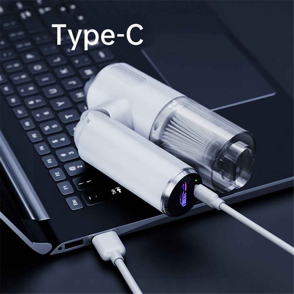 W766 Cordless Electric Cleaner Powerful Blower and Vacuum Suction 2-in-1 Portable Car Vehicle Vacuum Cleaner - White