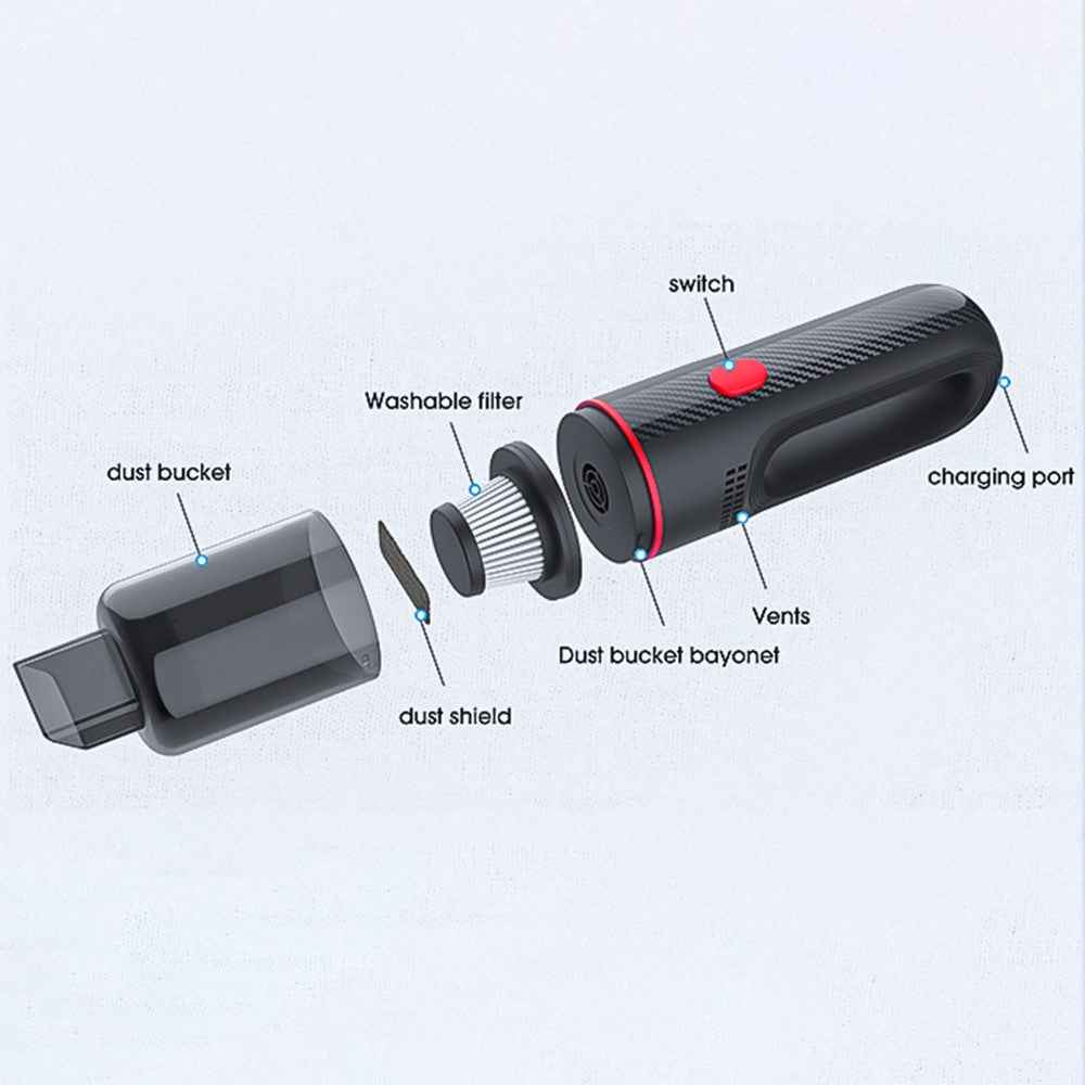 CARSUN C3089 Car Cigarette Lighter Vacuum Cleaner 5000Pa High Power Handheld Dust Cleaner