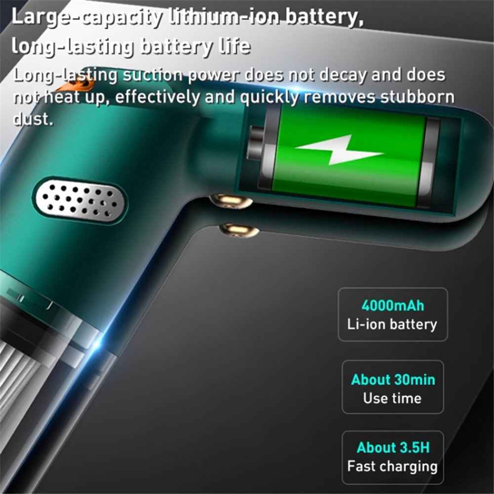 KBN-010 10000Pa Powerful Car Cordless Vacuum Cleaner Handheld Cleaning Tool - Black