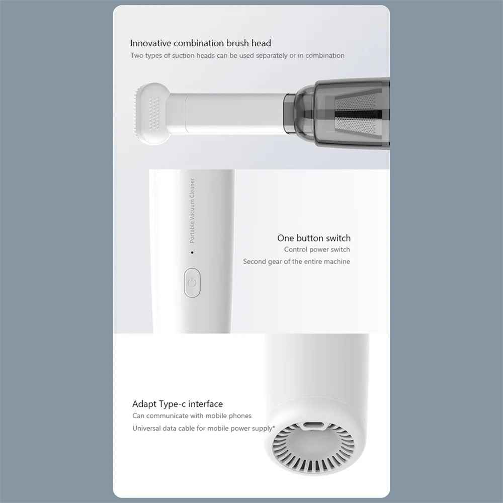 SY01-Q8 USB Car Vacuum Cleaner Rechargeable 4000Pa Cordless Home Cleaner