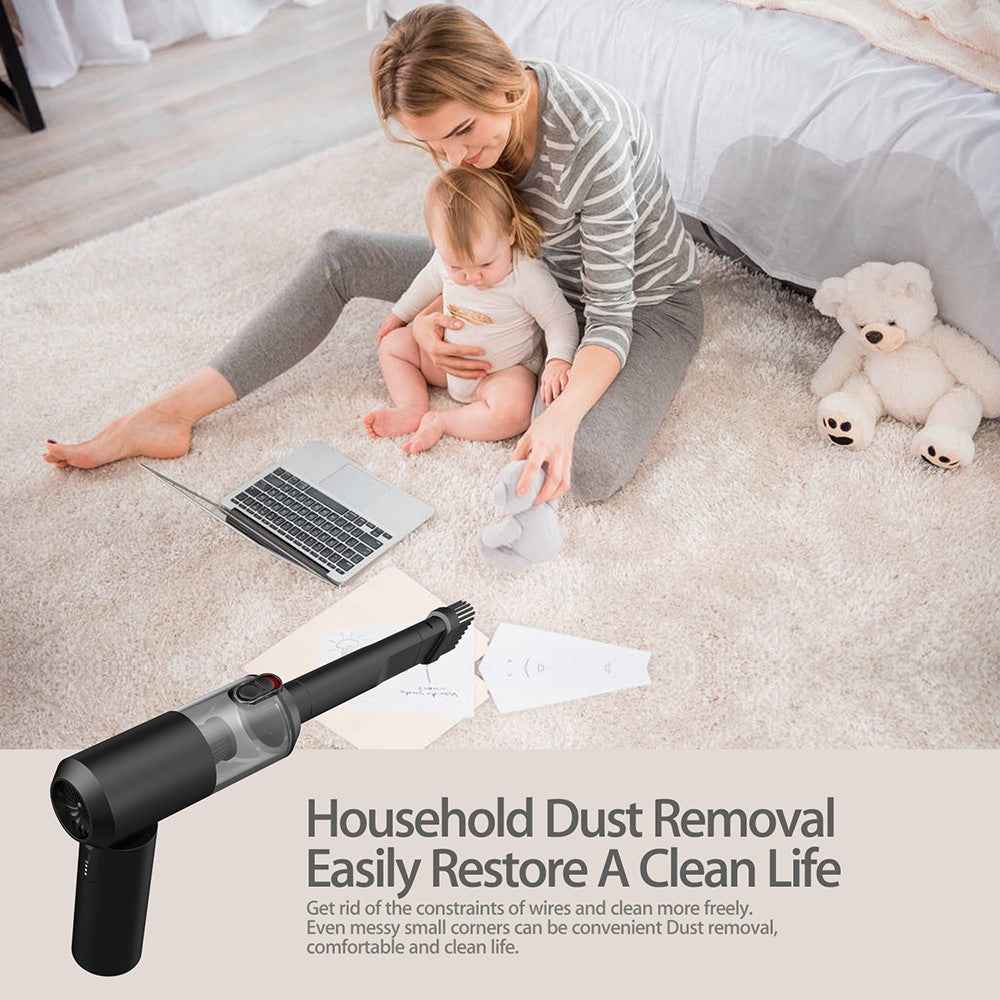 S1 Mini Cordless Vacuum Cleaner Folding High Power Suction 2-in-1 Handheld Vacuum Cleaner for Car, Home - Black
