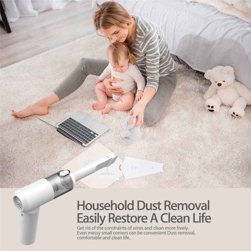 S1 Mini Cordless Vacuum Cleaner Folding High Power Suction 2-in-1 Handheld Vacuum Cleaner for Car, Home - White
