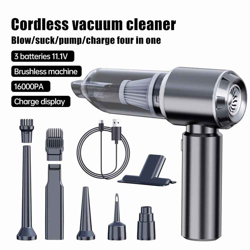 SUITU ST-6653Plus High Power Car Home Handheld Vacuum Cleaner Wireless Rechargeable Cleaning Tool - Silver+Grey
