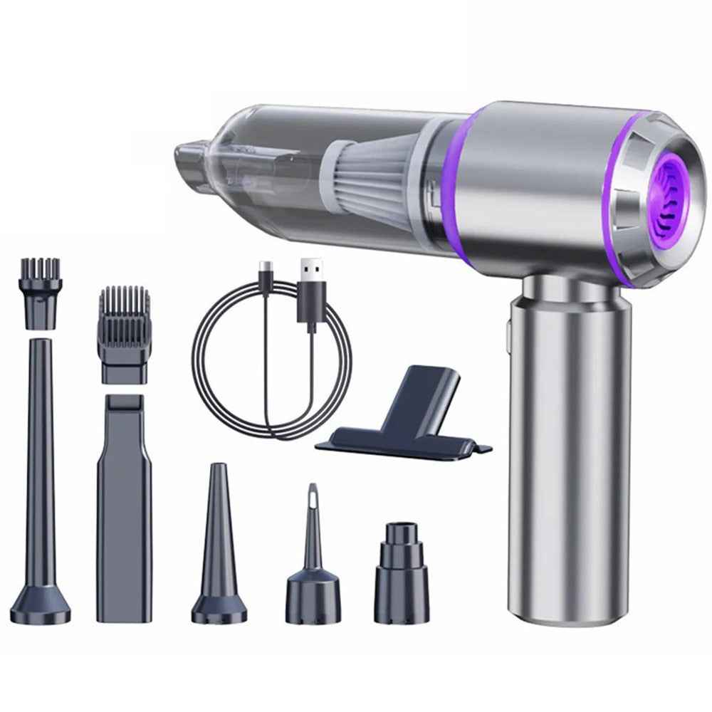 SUITU ST-6653Plus High Power Car Home Handheld Vacuum Cleaner Wireless Rechargeable Cleaning Tool - Silver+Purple