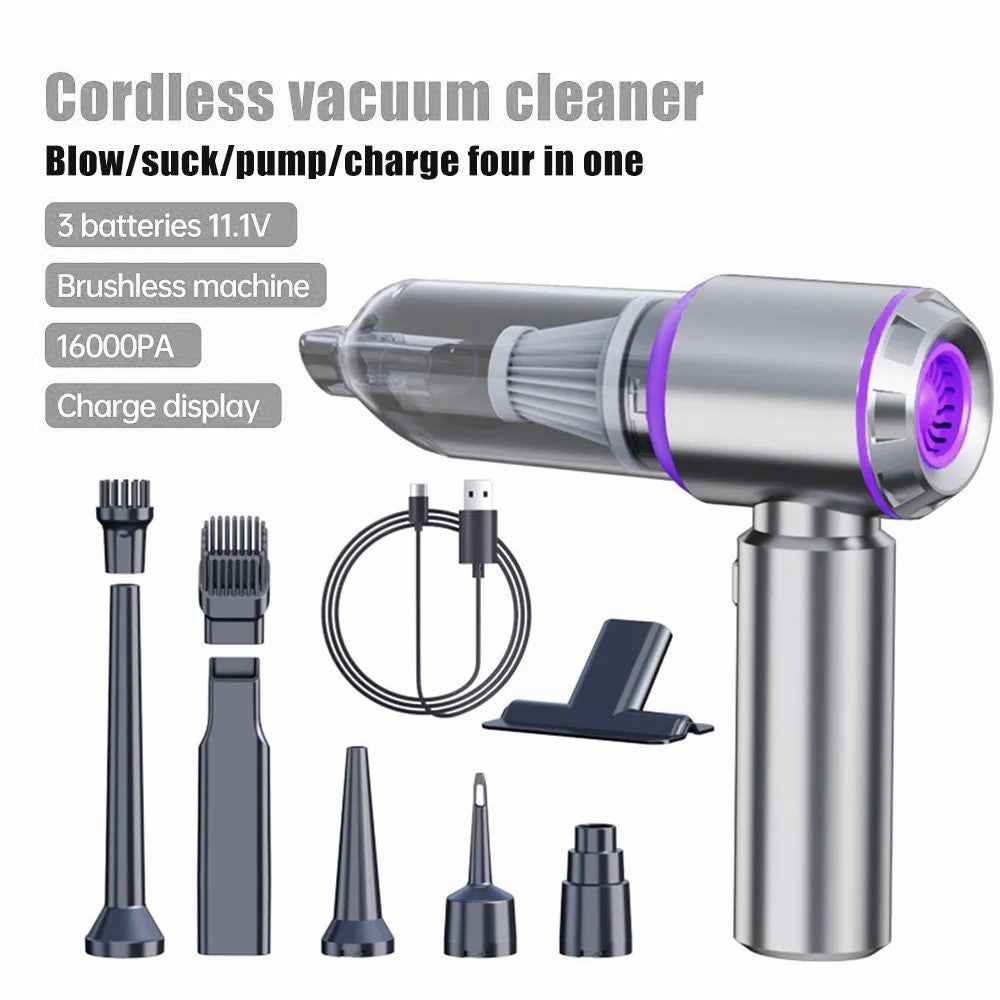 SUITU ST-6653Plus High Power Car Home Handheld Vacuum Cleaner Wireless Rechargeable Cleaning Tool - Silver+Purple