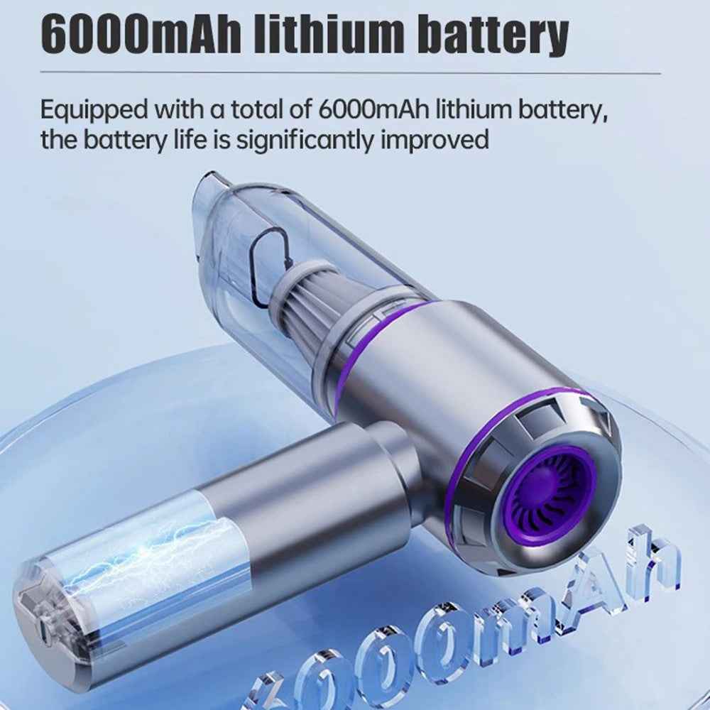 SUITU ST-6653Plus High Power Car Home Handheld Vacuum Cleaner Wireless Rechargeable Cleaning Tool - Silver+Purple