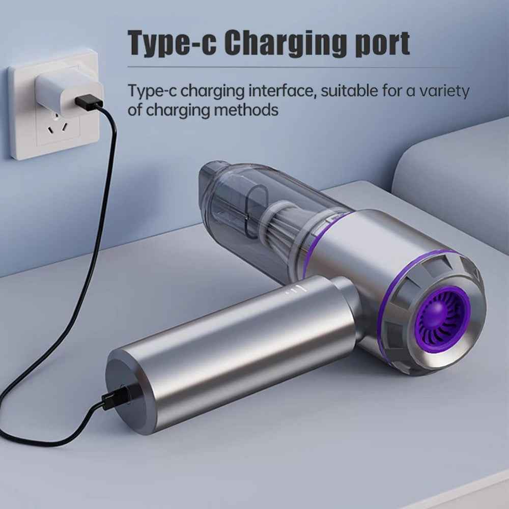 SUITU ST-6653Plus High Power Car Home Handheld Vacuum Cleaner Wireless Rechargeable Cleaning Tool - Silver+Purple