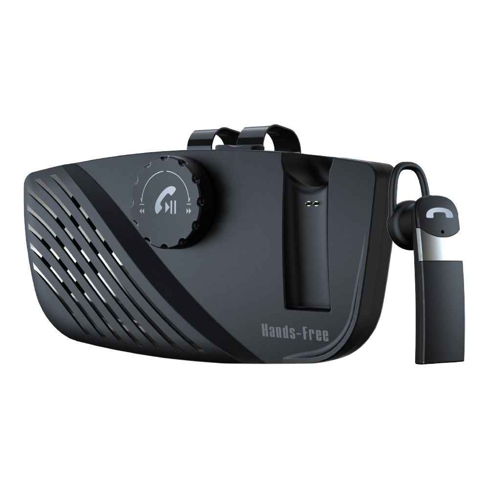 SP16 2 in 1 Portable Sun Visor Hands-free Bluetooth-compatible Speakerphone Smart Vibration Power ON Wireless Car Kit with Earphone/Back Clip Support for Siri Google Voice Control