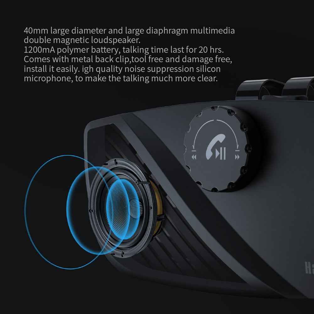 SP16 2 in 1 Portable Sun Visor Hands-free Bluetooth-compatible Speakerphone Smart Vibration Power ON Wireless Car Kit with Earphone/Back Clip Support for Siri Google Voice Control
