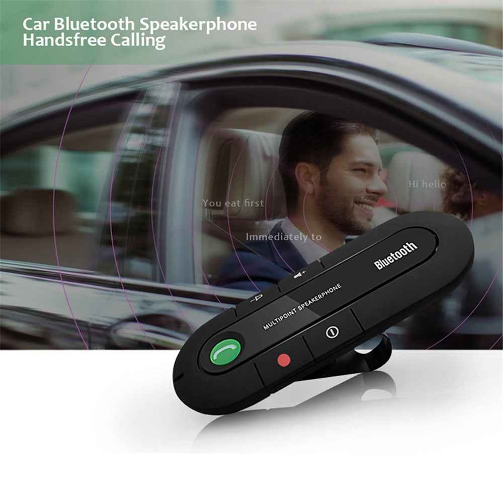 Car Sun Visor Handsfree Call Bluetooth Car Kit Vehicle Wireless Bluetooth Receiver Music Player - Black
