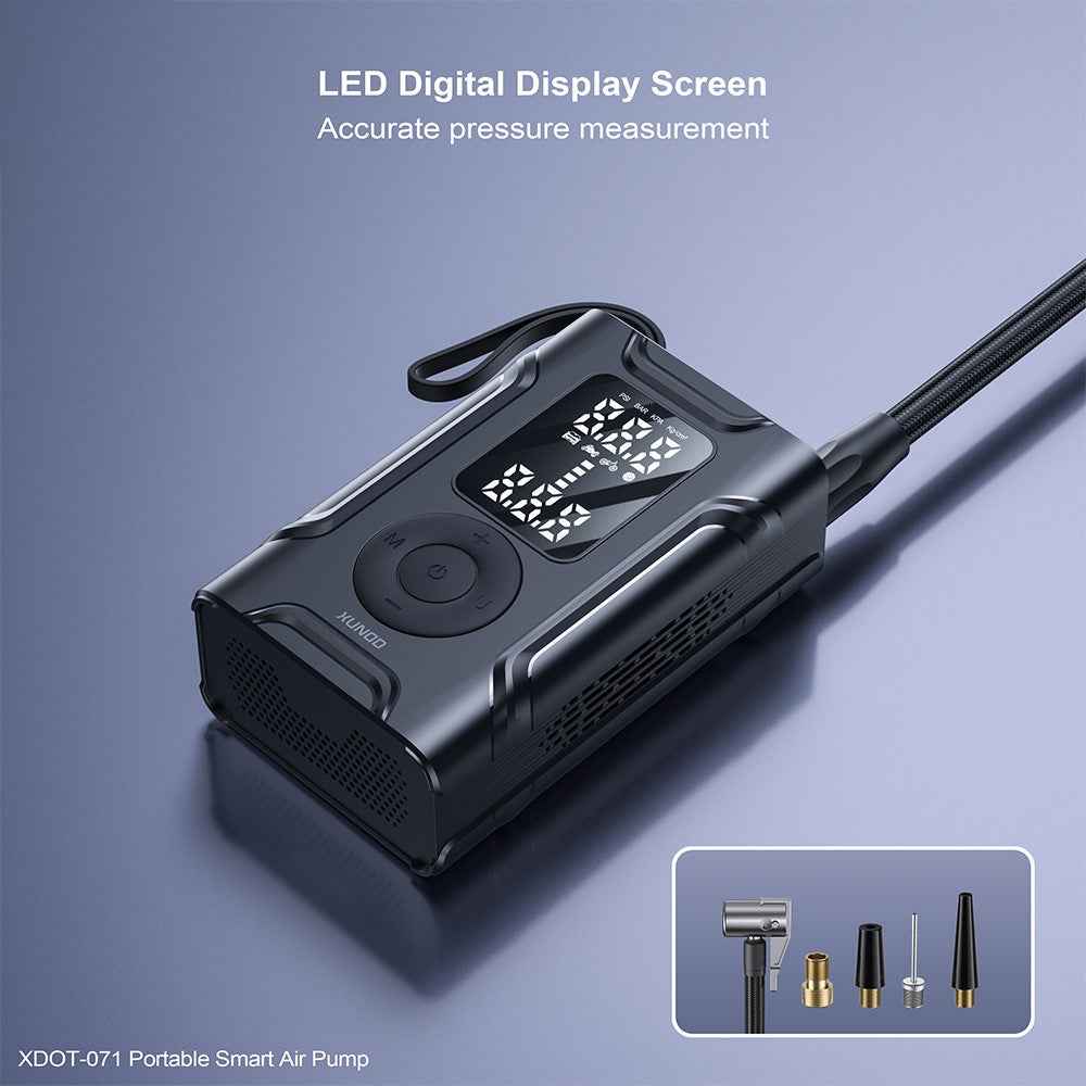XUNDD XDOT-071 Auto Stop Portable Smart Air Pump Multipurpose Inflator with LED Flashlight Emergency Power Bank