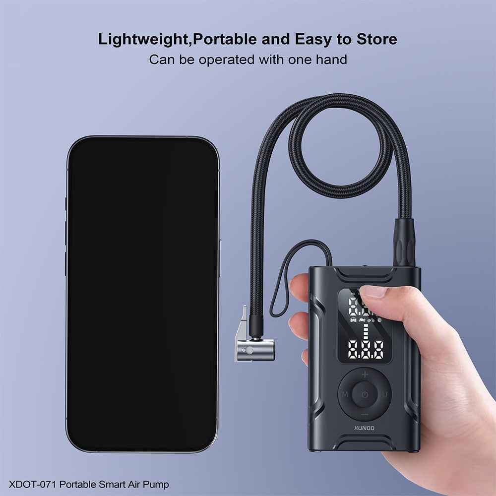 XUNDD XDOT-071 Auto Stop Portable Smart Air Pump Multipurpose Inflator with LED Flashlight Emergency Power Bank
