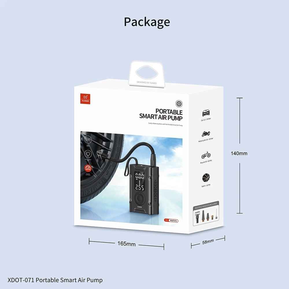 XUNDD XDOT-071 Auto Stop Portable Smart Air Pump Multipurpose Inflator with LED Flashlight Emergency Power Bank