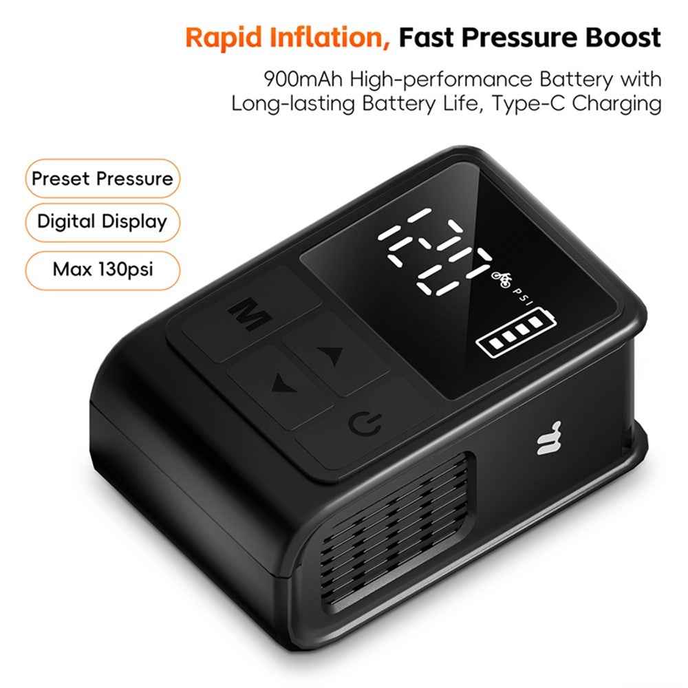 WEST BIKING YP0711196 High Pressure Electric Bike Pump Digital Display Portable Air Compressor for Bicycle Motorcycle Car - Black