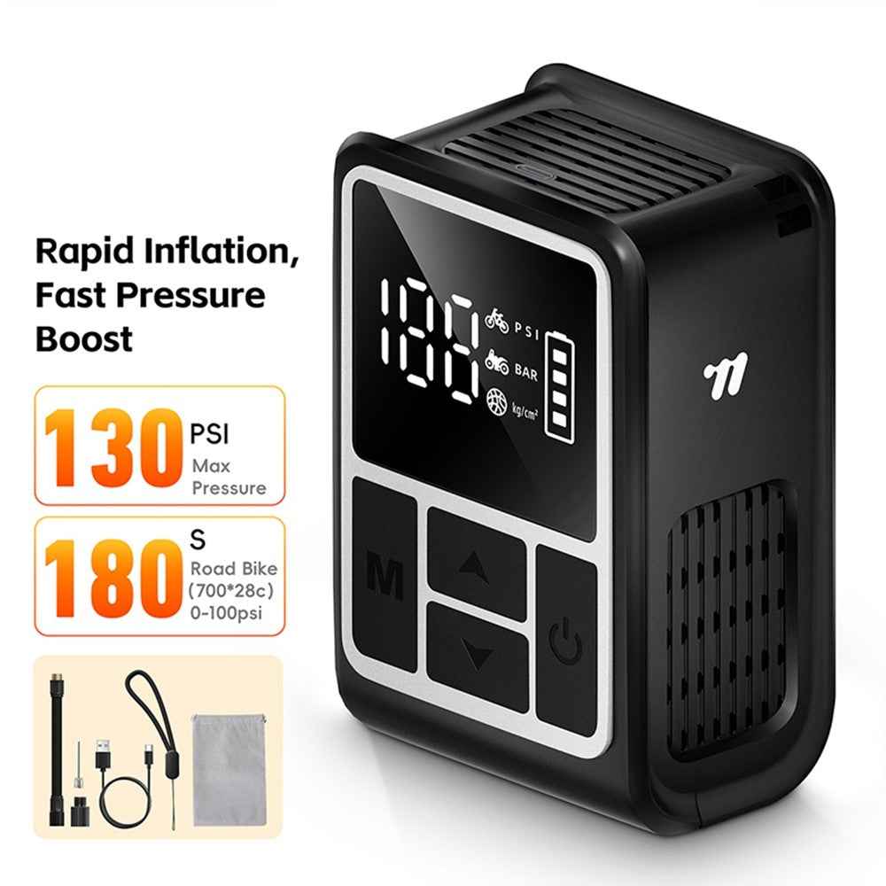 WEST BIKING YP0711196 High Pressure Electric Bike Pump Digital Display Portable Air Compressor for Bicycle Motorcycle Car - Black  /  White
