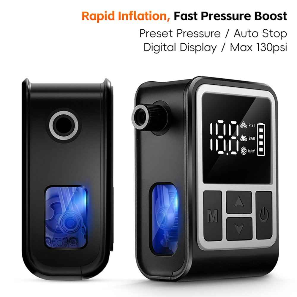 WEST BIKING YP0711196 High Pressure Electric Bike Pump Digital Display Portable Air Compressor for Bicycle Motorcycle Car - Black  /  White