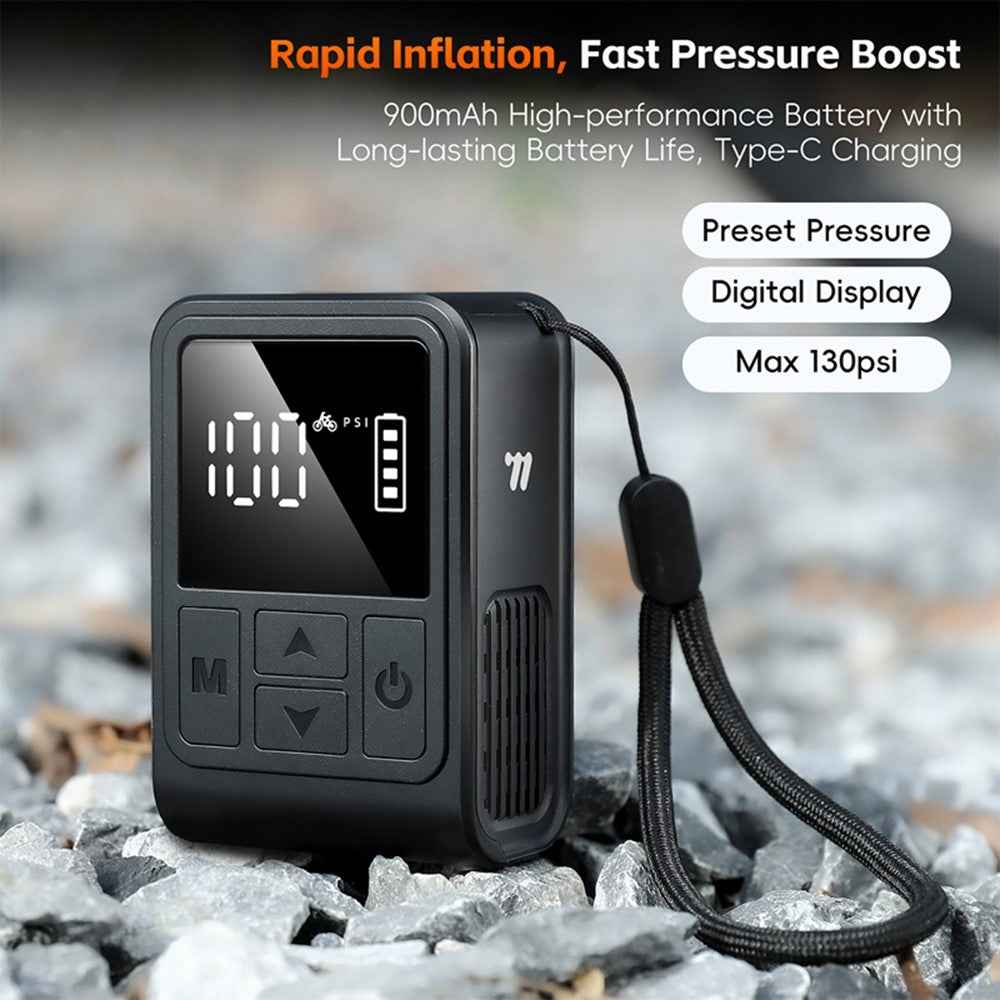 WEST BIKING YP0711196 High Pressure Electric Bike Pump Digital Display Portable Air Compressor for Bicycle Motorcycle Car - Black  /  White