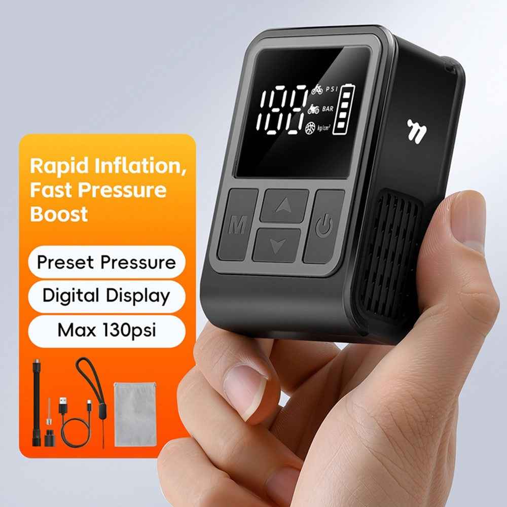 WEST BIKING YP0711196 High Pressure Electric Bike Pump Digital Display Portable Air Compressor for Bicycle Motorcycle Car - Black  /  Grey