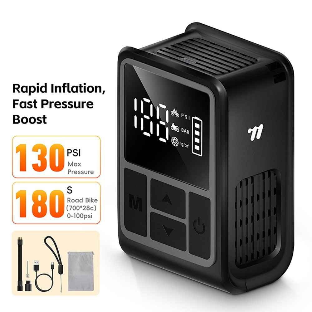 WEST BIKING YP0711196 High Pressure Electric Bike Pump Digital Display Portable Air Compressor for Bicycle Motorcycle Car - Black  /  Grey