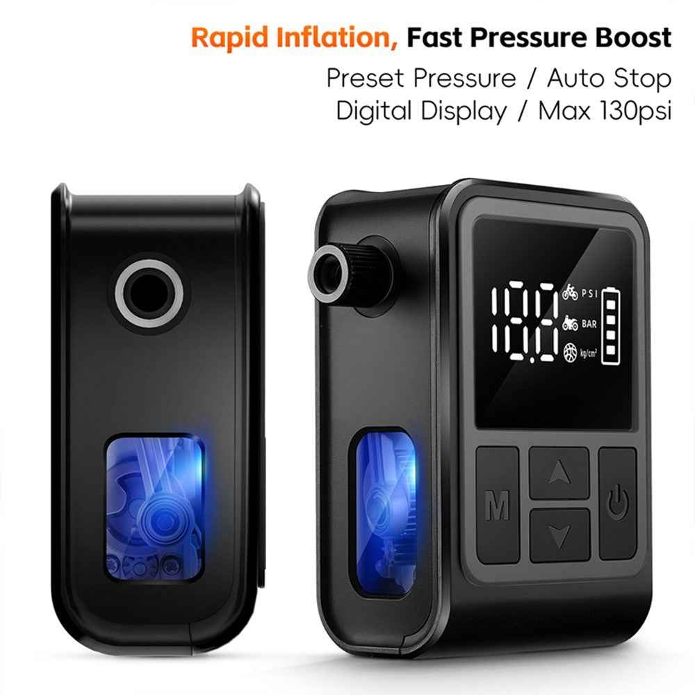 WEST BIKING YP0711196 High Pressure Electric Bike Pump Digital Display Portable Air Compressor for Bicycle Motorcycle Car - Black  /  Grey