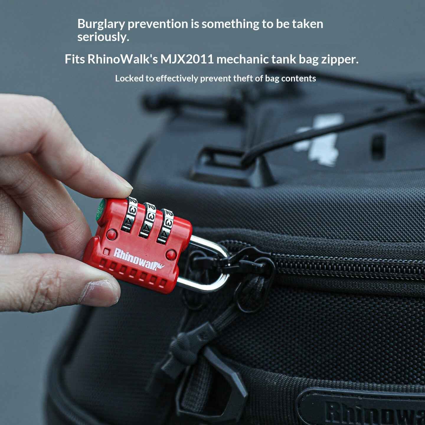 RHINOWALK XM10202 Anti Theft 3 Digit Combination Lock Security Lock for Motorcycle Tank Bag - Red