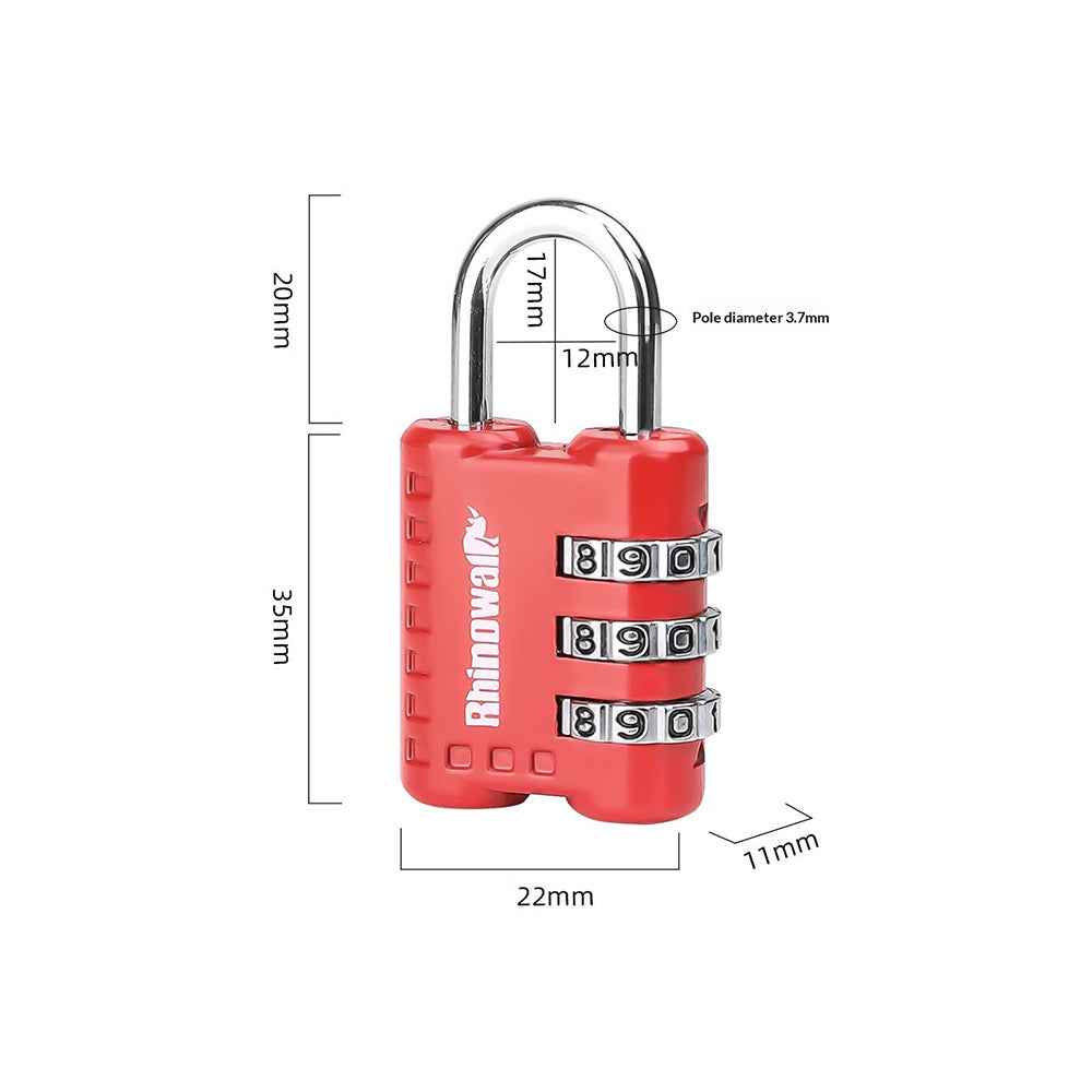 RHINOWALK XM10202 Anti Theft 3 Digit Combination Lock Security Lock for Motorcycle Tank Bag - Red