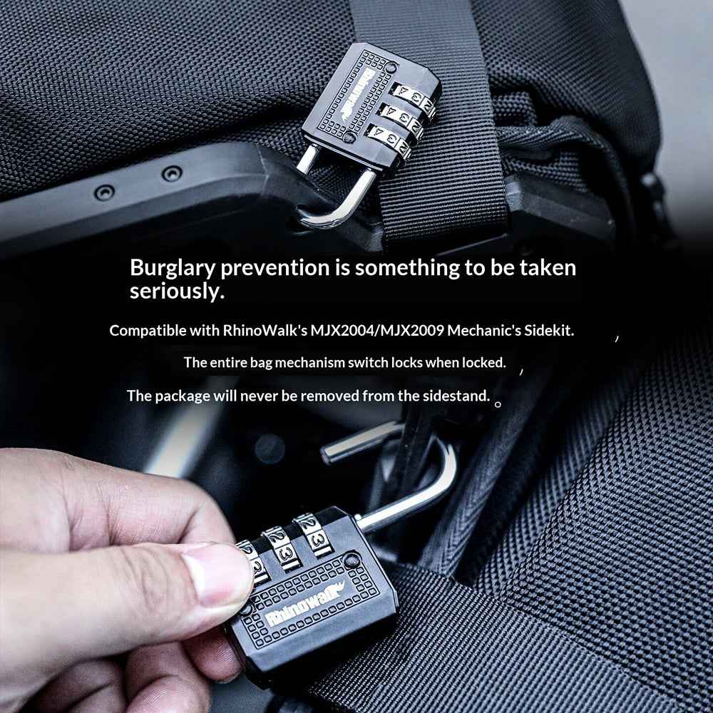 RHINOWALK XM10203 Motorcycle Bag Security Lock Zinc Alloy 3-Digit Anti Theft Combination Lock - Black