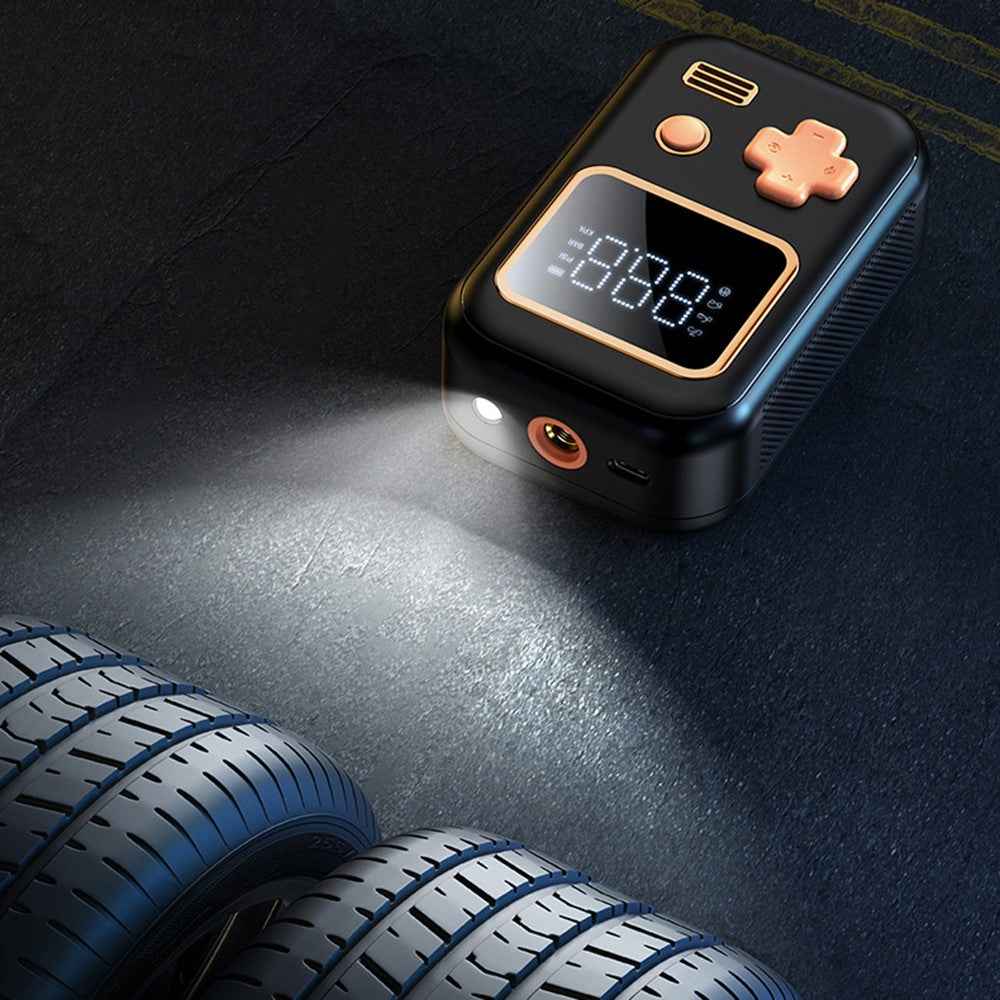 Wireless Car Inflator Pump Intelligent Small Multi-Mode Tire Pump Portable Car Inflator with LED Lighting / Tire Pressure Monitoring - White