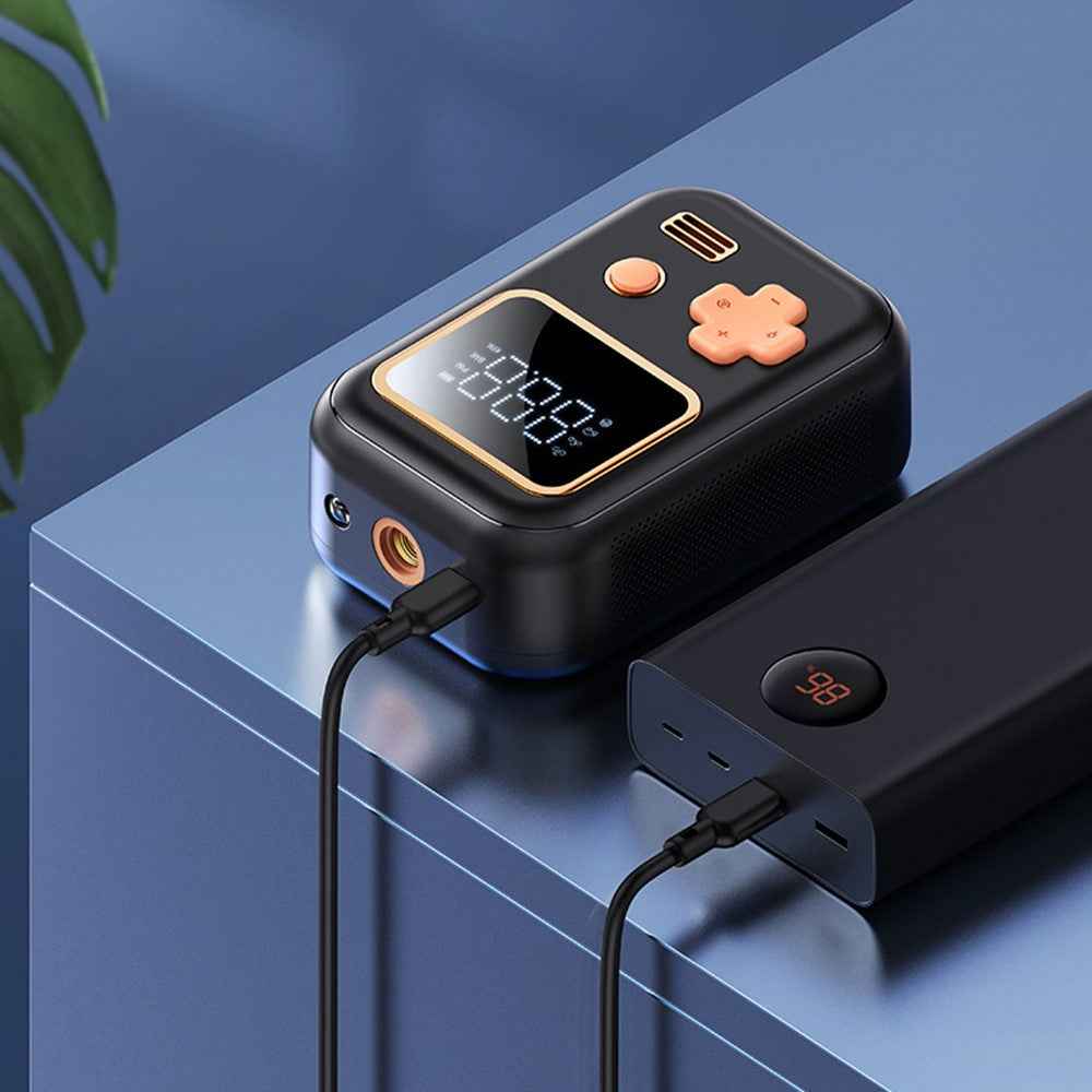 Wireless Car Inflator Pump Intelligent Small Multi-Mode Tire Pump Portable Car Inflator with LED Lighting / Tire Pressure Monitoring - White